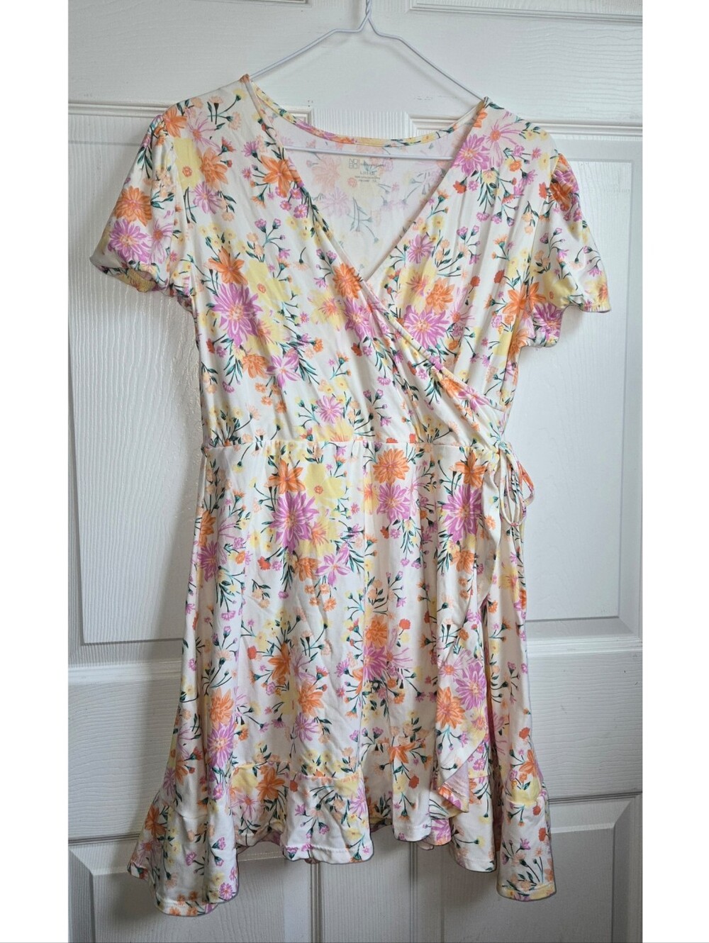 No Boundaries Cream Floral Mini Dress with Pink & Orange Blooms